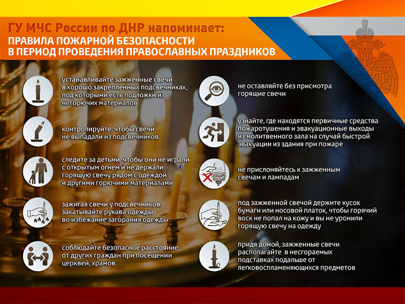 Правила пожарной безопасности в период проведения православных праздников.