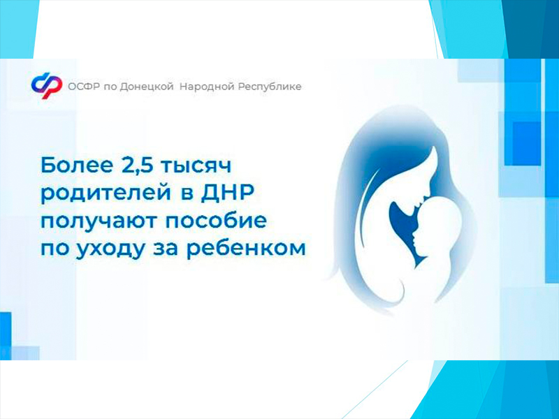 Более 2,5 тысяч родителей в ДНР получают пособие по уходу за ребенком.