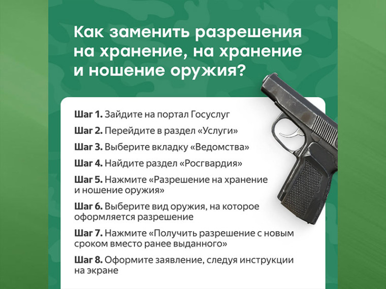 Владельцы оружия должны до 1 января 2026 года заменить разрешения на его хранение. Владельцы оружия должны до 1 января 2026 года заменить разрешения на его хранение.